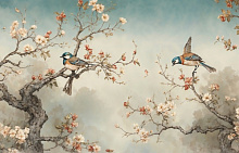 3D обои с рисунком птицы Design Studio 3D Chinoiserie birds AG-CB-006