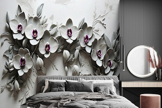 Фотообои в интерьере артикул AG-VF-012, Voluminous flowers, Design Studio 3D